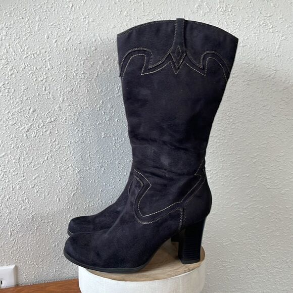 No Boundaries Black Heeled Boots Size 9.5 EUC - Picture 3 of 7